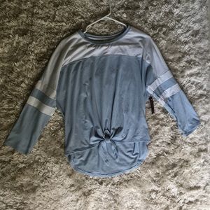 Blue/White Long sleeve shirt w/ bow in front